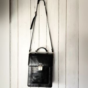 Vintage Black leather messenger bag